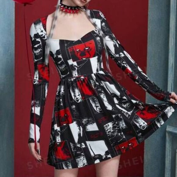 IT horror pennywise S fit n flare Dress nwt we all float down here - Picture 1 of 11